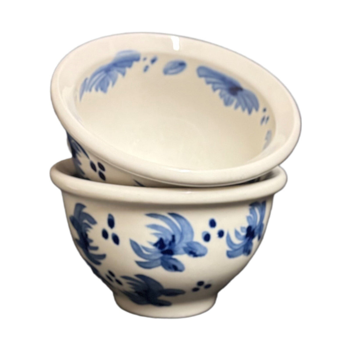 Hand Painted Collection 2-Mugs Tabletops Unlimited Blue Floral Coffee Tea Cups