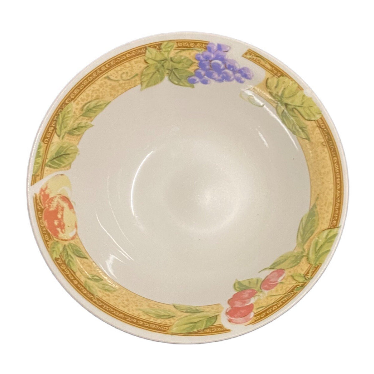 Gibson Designs FRUIT GROVE Coupe Soup Cereal Bowl Cherries Grapes 7 1/8” D White