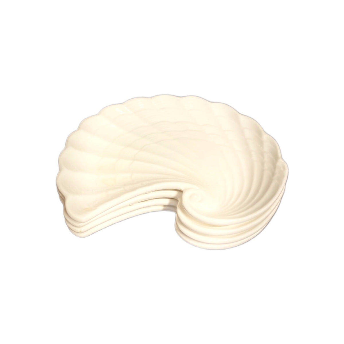 Vintage SHAFFORD Original 4-White Seashell Shaped Dish Plates Ceramic Trinket