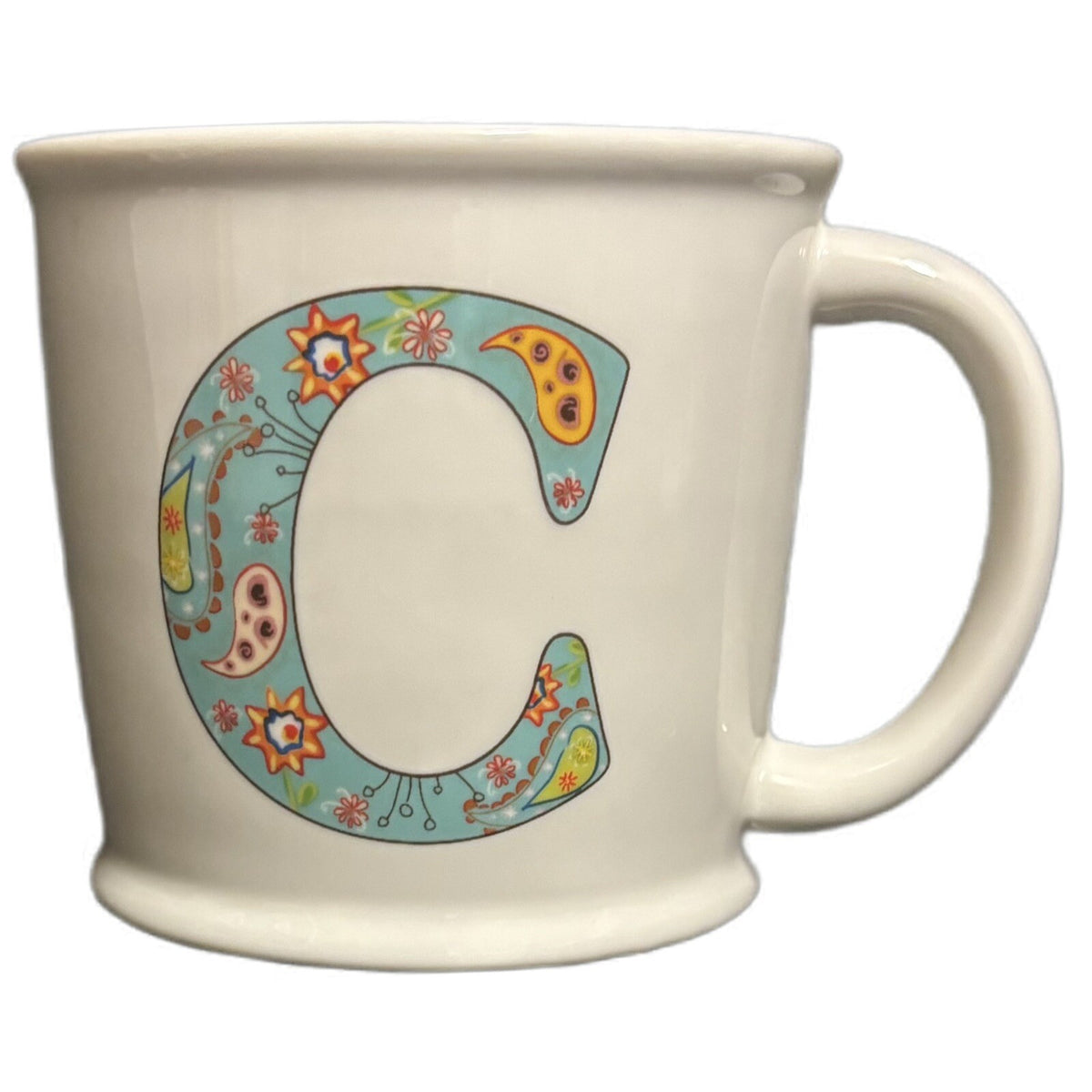 Natural Life Mug Letter C Love The Moment Initial Monogram Floral Coffee Tea Cup