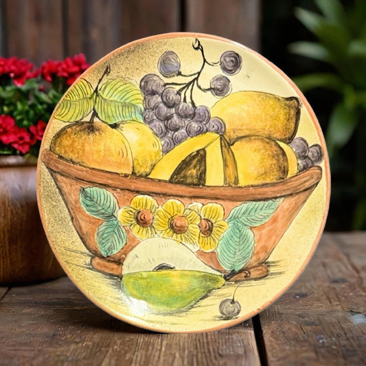 11” Mayolyca Sta Rosa Wall Plate Fruit Bowl Art Guanajuato Mexico Hand Painted