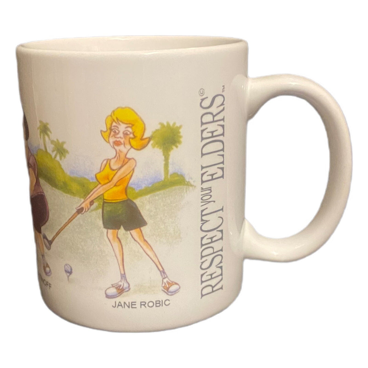 LINYI Mug RESPECT YOUR ELDERS Golf Ceramic Coffee Tea Cup Silver Phoenix 12 Oz