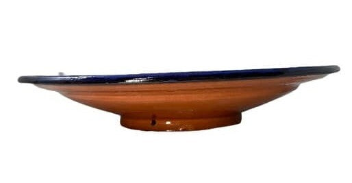 WARDA Blue Moroccan 13.5” Terracotta Platter – Hand-Painted Serving Dish Art