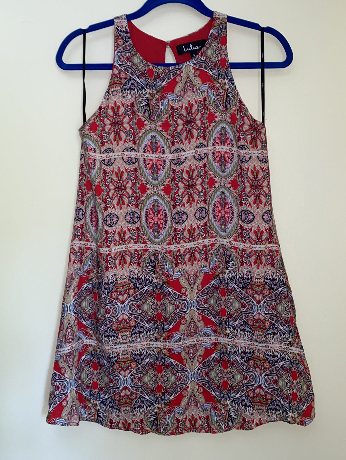 Lulu's Women Tank Top Red Sleeveless Blouse S. Paisley Sleeveless Crew Neck Boho