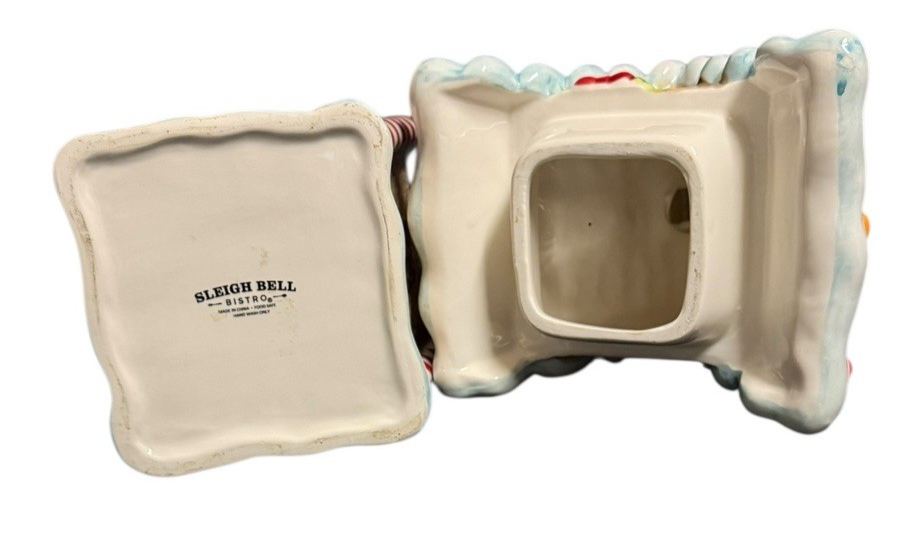 Sleigh Bell Bistro Gingerbread House Ceramic Cookie Jar Christmas Decor