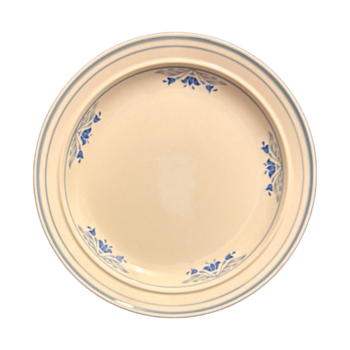 TIENSHAN 8-Salad Plates Stoneware Blue Floral & Trim Vintage Dessert Appetizer