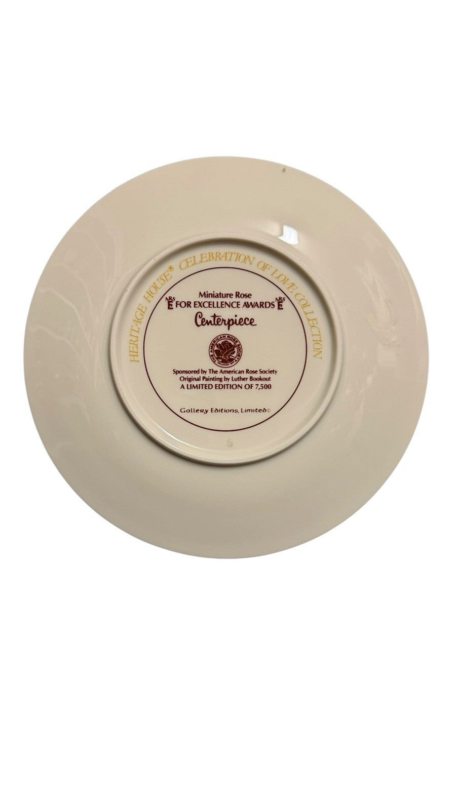 Set of 3 Heritage House Rose Collector Plates 6 5/8” Gold Rim Ltd Ed 7500