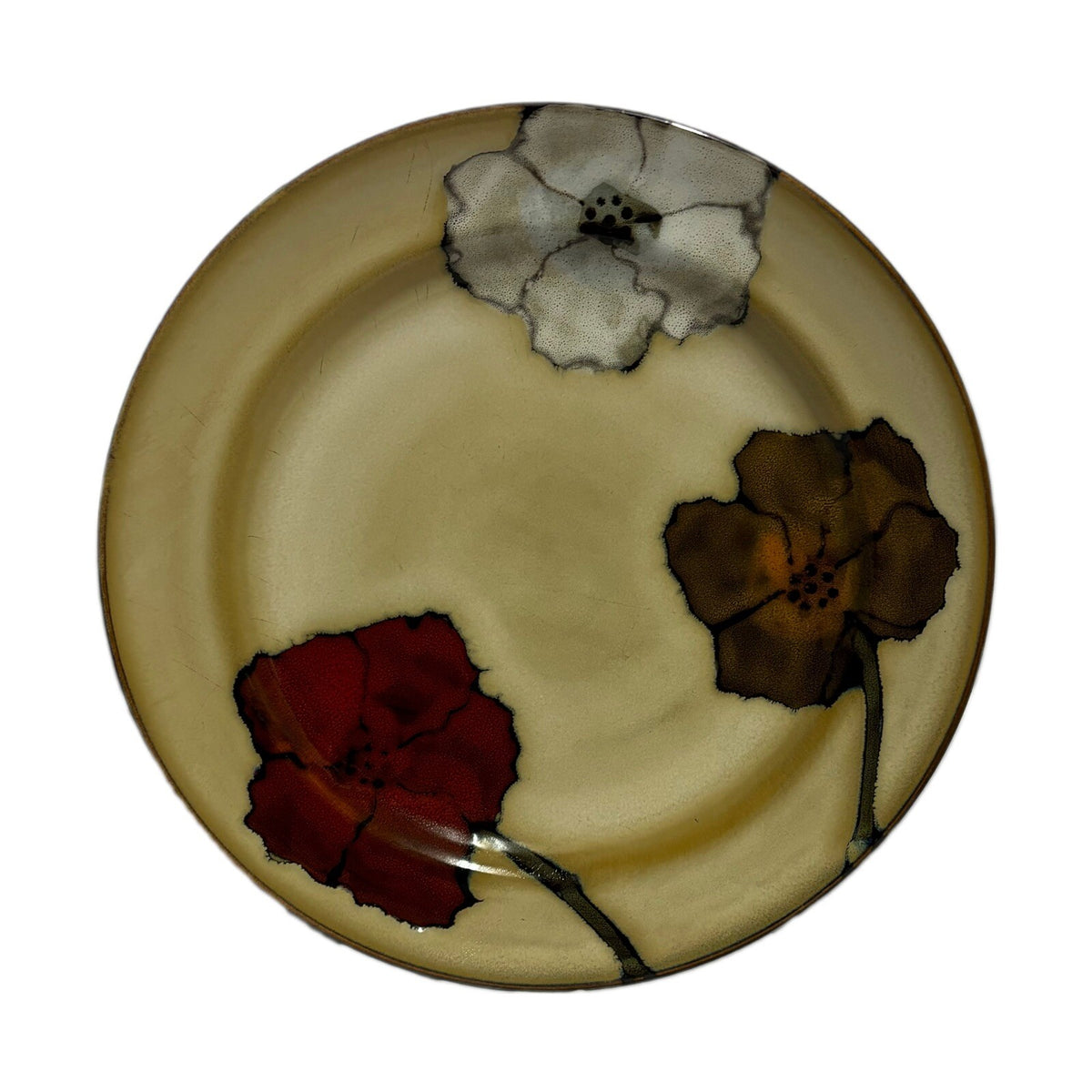 Pfaltzgraff Studio SARINA 4 Dinner Plates Poppies Floral Stoneware Dinneware