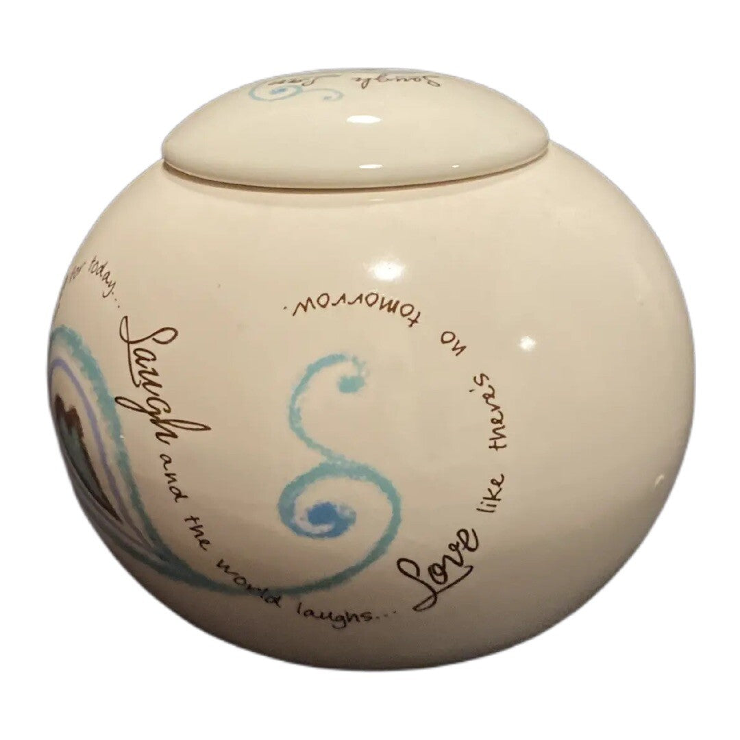 LIFE IS A CIRCLE CARSON Round Tealight Candle Holder & Lid  LIVE LAUGH LOVE-