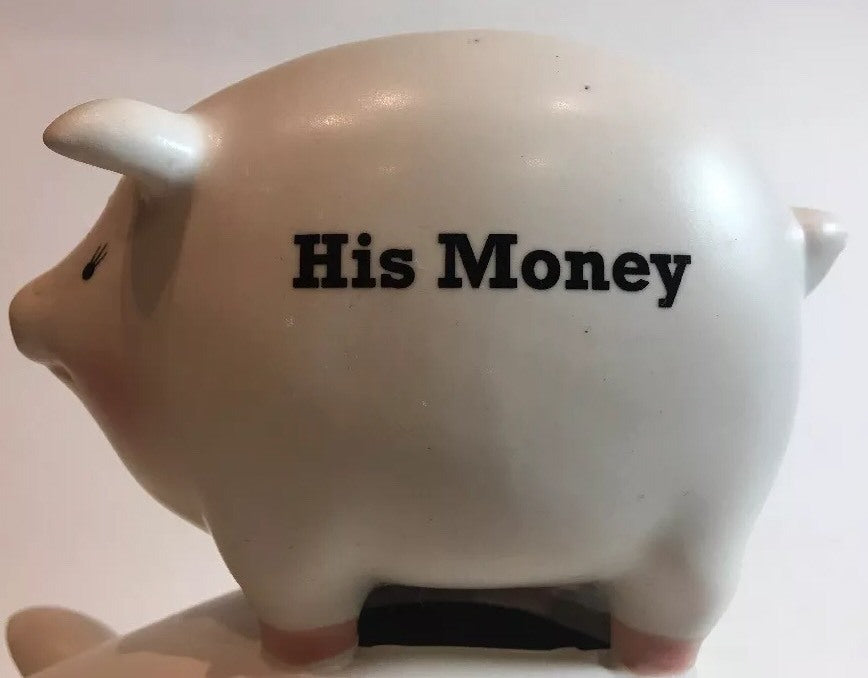Piggy Bank HIS MONEY HER MONEY C. M. Redwine Savings Coins Ceramic