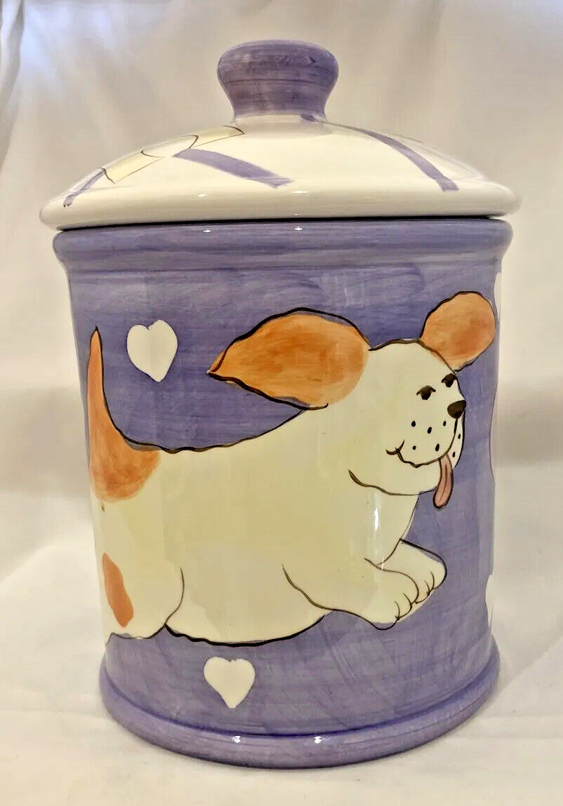 Rare HausenWare Dog Treats Cookie Jar Ceramic Puppy Biscuits Canister 9.5” H