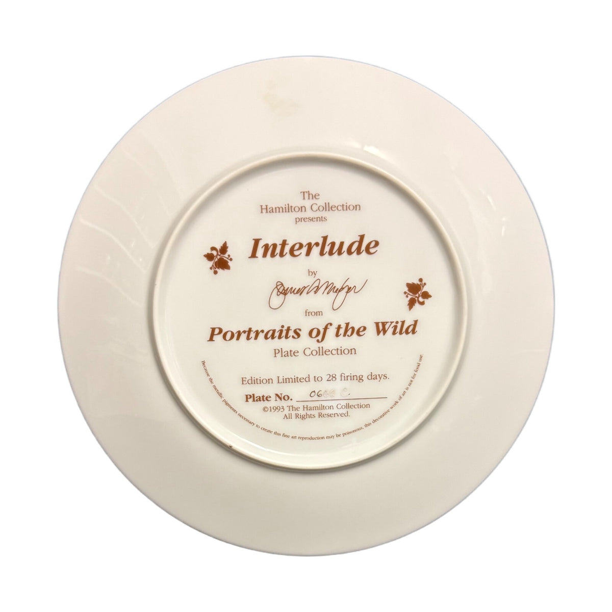 The Hamilton Collection Plate Interlude PORTRAIT OF THE WILD 1993 James A Meger
