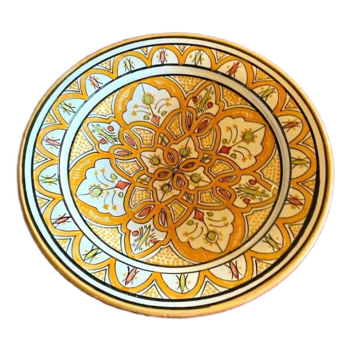 ASFI Orange Moroccan 16” Terracotta Platter – Hand-Painted Serving Dish Art