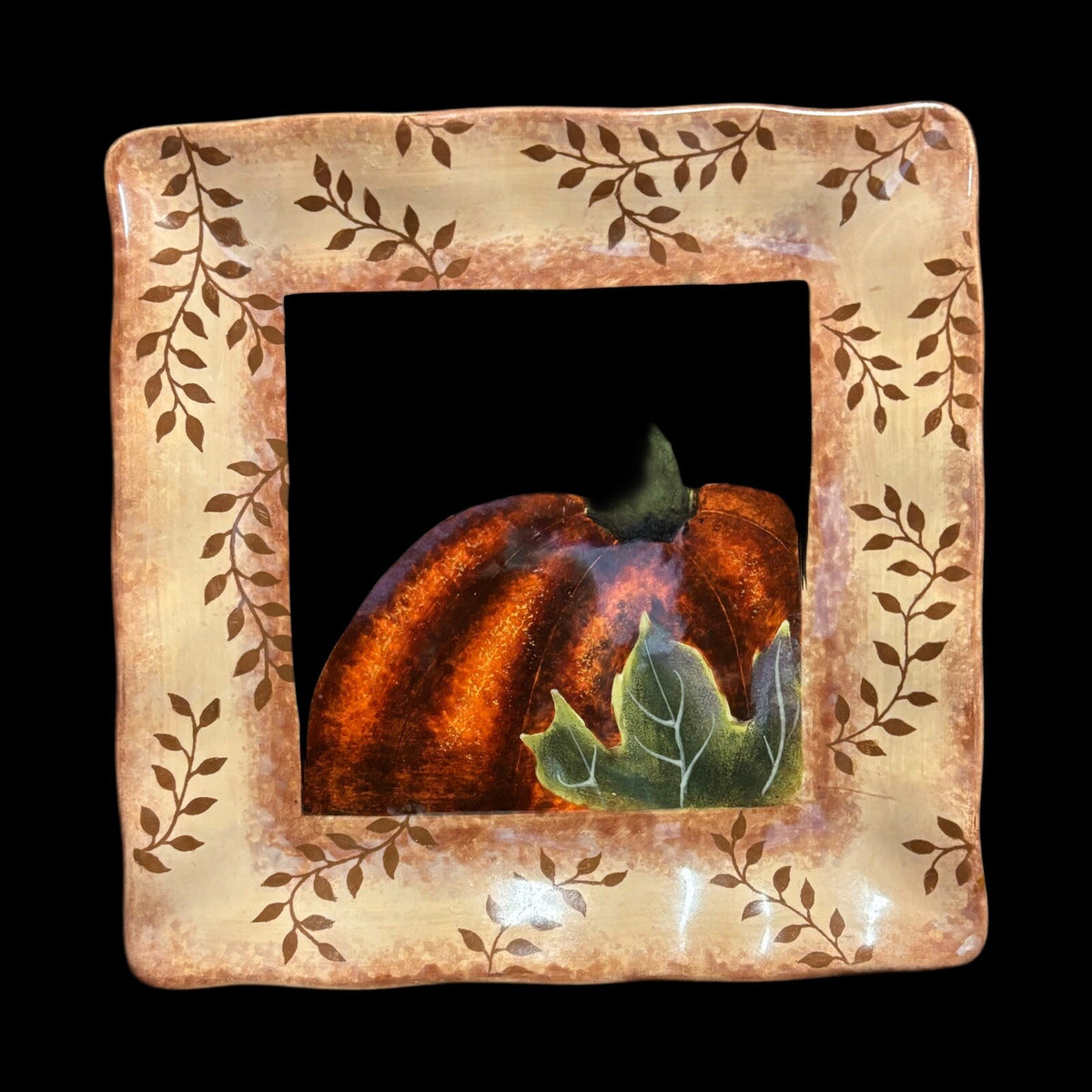 JUDY WESTEGAAR 2-Salad Plates Certified International Pumpkin Squash Square Dish