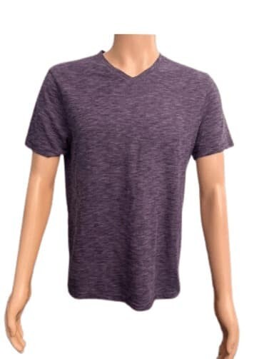 T-Shirt Hawk Purple Black Men Top Purple Black Crew Neck LG. Top