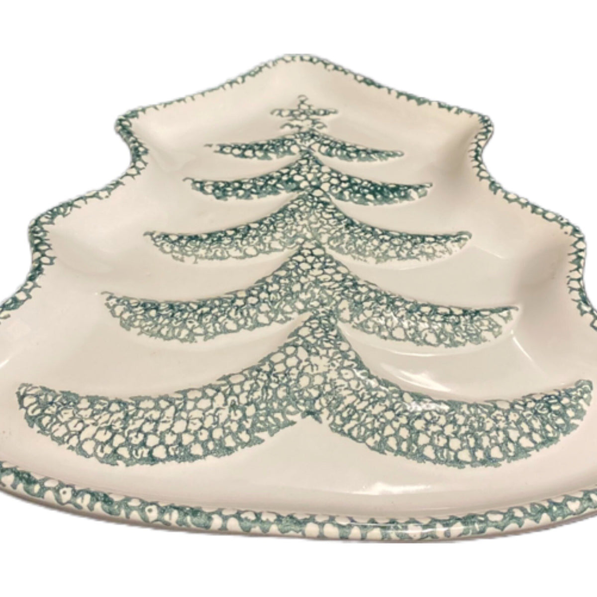 GUYROC Serving Platter Christmas Tree Shape Embossed Cookie Candy Dish 12 3/8”L