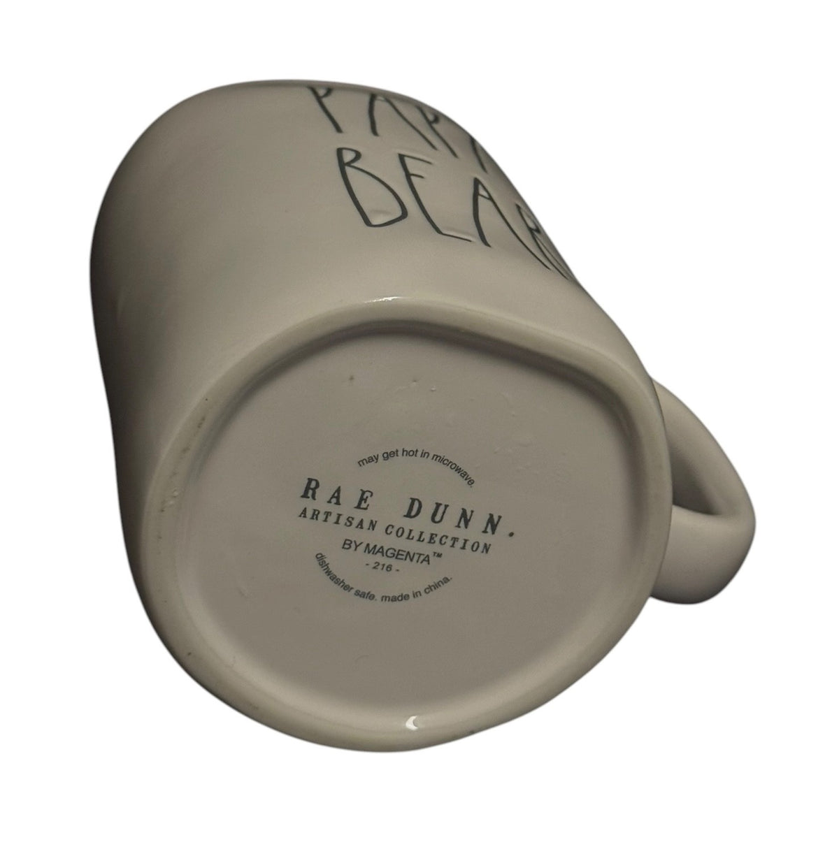 Rae Dunn PAPA BEAR Ceramic Coffee Mug White Black Lettering Father’s Day 16 oz