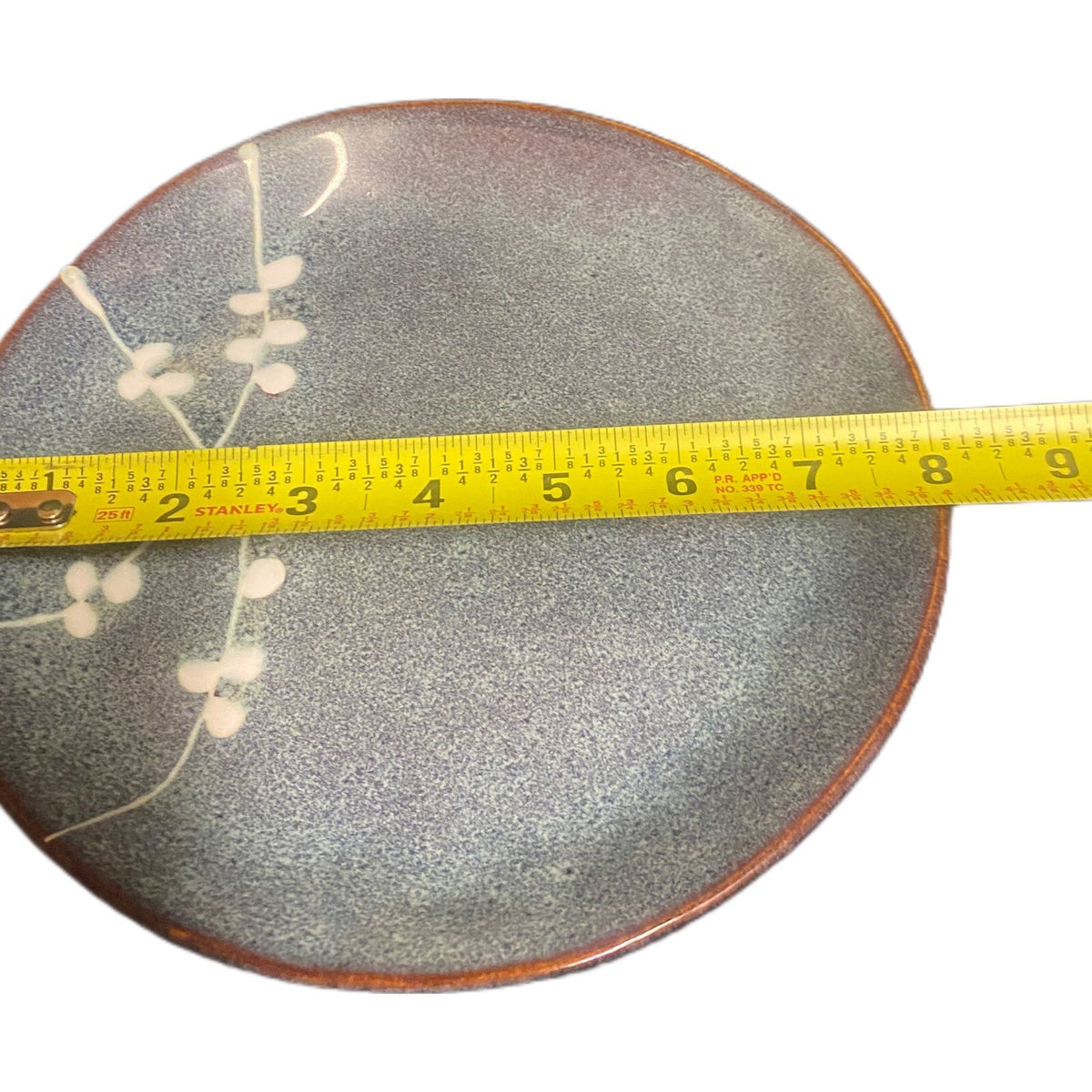 Oneida CHERRY BLOSSOM 4-Salad Plates Stoneware Dinnerware Green White Brown Trim
