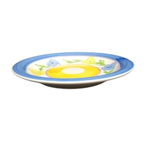 Gibson Designs BELLA Salad Plate 7 5/8"D  Blue & Yellow Flowers Dessert Dish