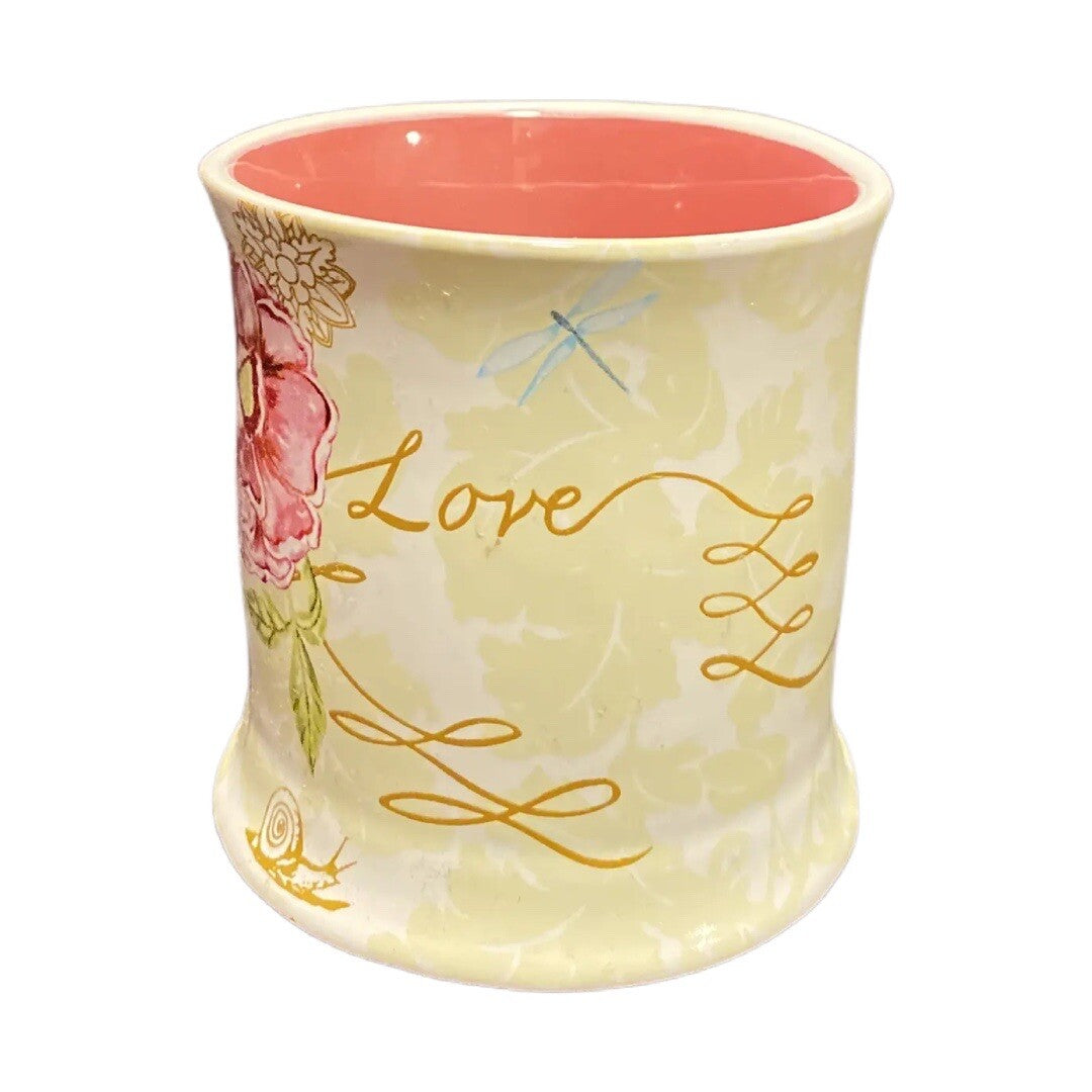 JULIA MINASIAN Coffee Mug Cup Coastline Imports LOVE Stoneware Painted FLORAL
