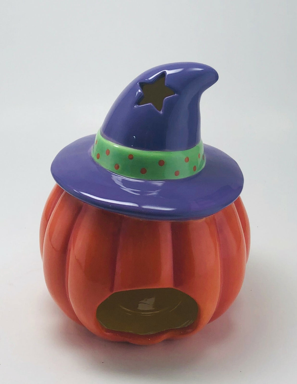 Hallmark Halloween Scented Candle 3D Pumpkin Head with Hat 6.5”H