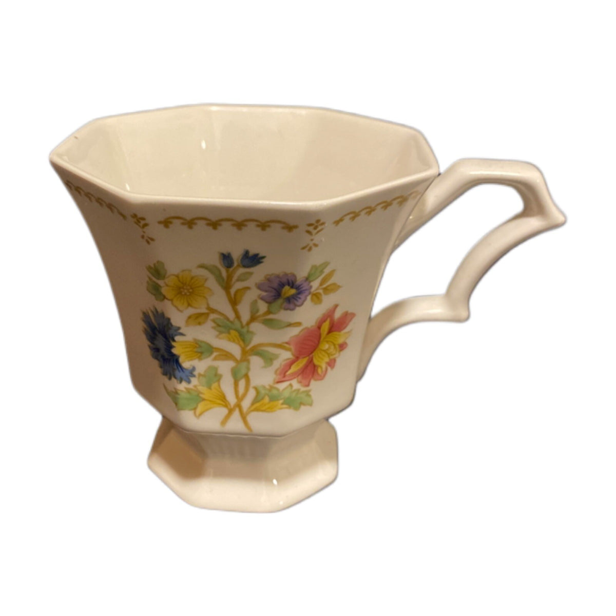 Nikko Classic Collection Cups & Saucers Set of 4 Octagonal Floral Japan Vintage