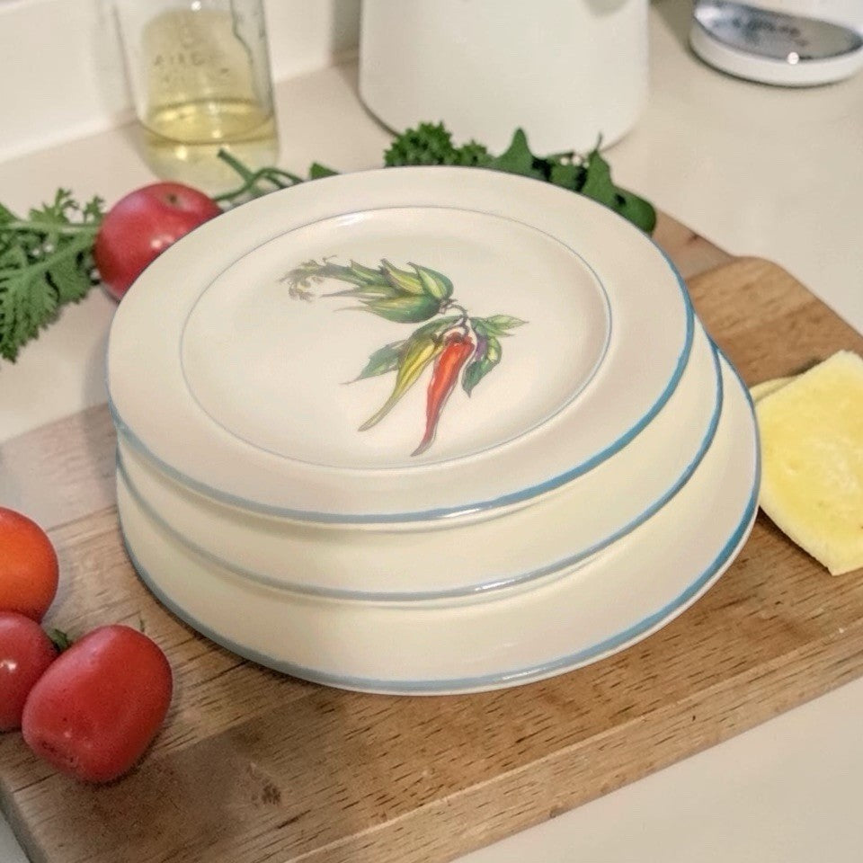 France 3-Salad Plates FAIENCE DE SAINT AMAND Bell Peppers-Hot Peppers-Scallions