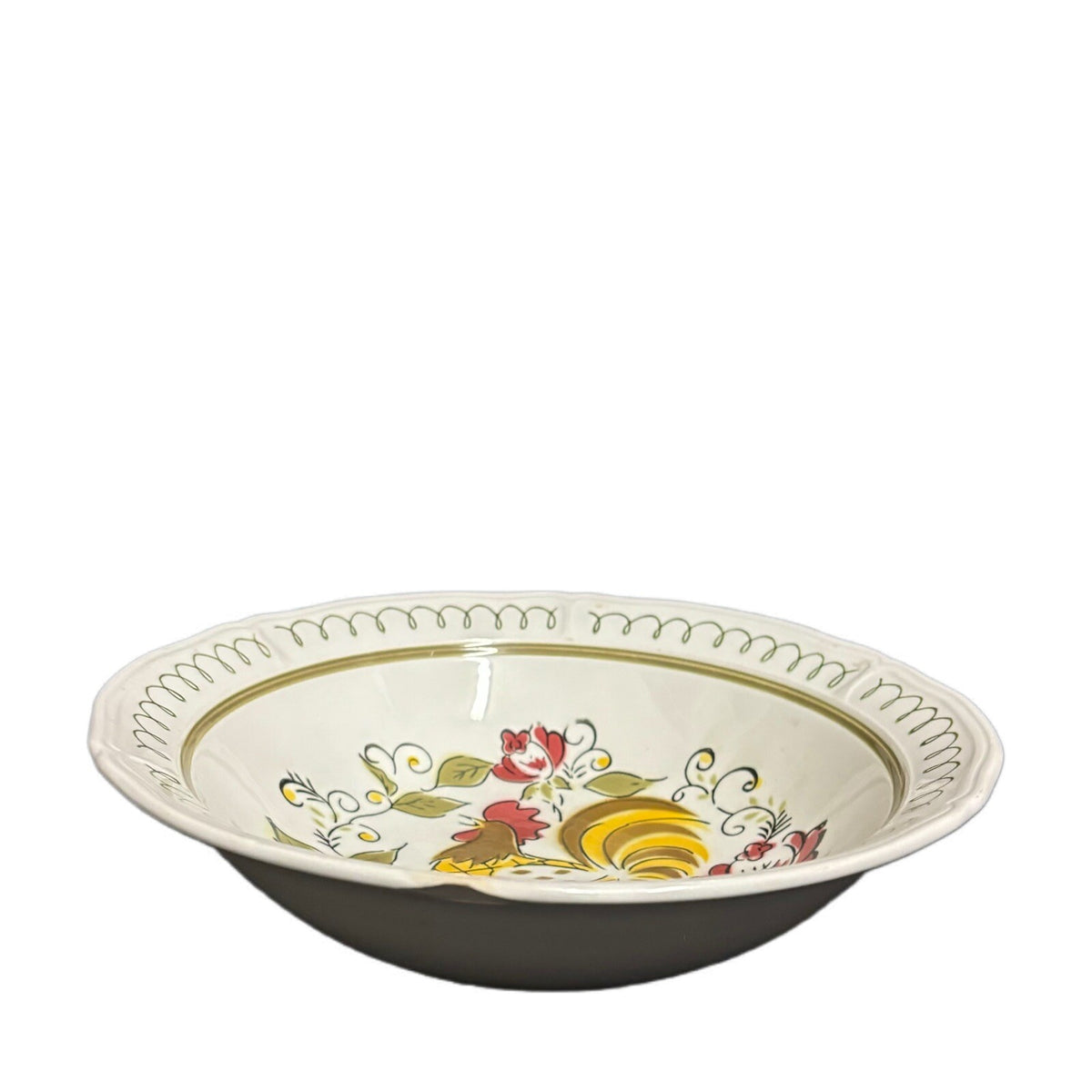 Mikasa Serving Bowl HERITAGE Round Terra Stone 7125 Japan Rooster Oven Proof