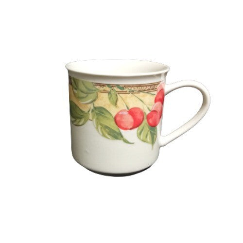 Gibson Designs FRUIT GROVE 6-Cups & 6-Saucers Peaches Cherries Grapes Tea Coffee
