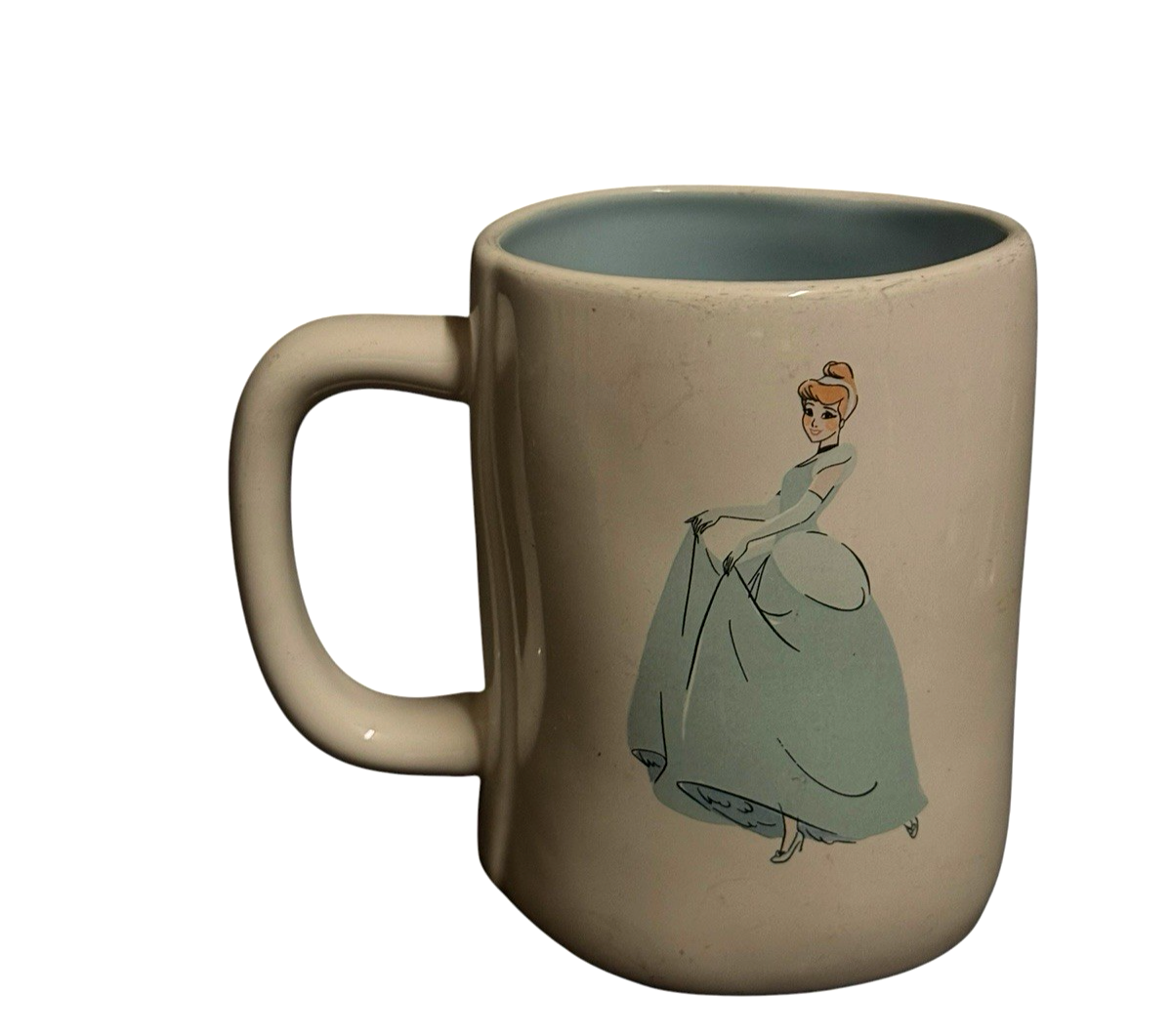 Rae Dunn CINDERELLA Ceramic Coffee Mug Blue Interior Disney Inspired 16 oz