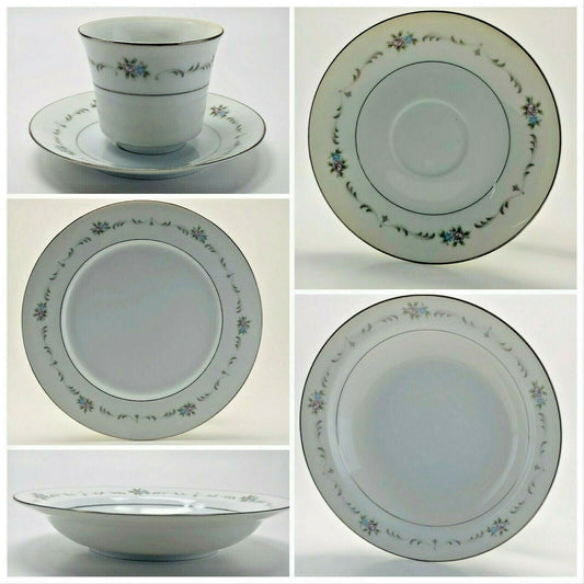 Wyndham VALENCIA Fine China Japan 364 Floral Silver Trim Dinnerware Collection