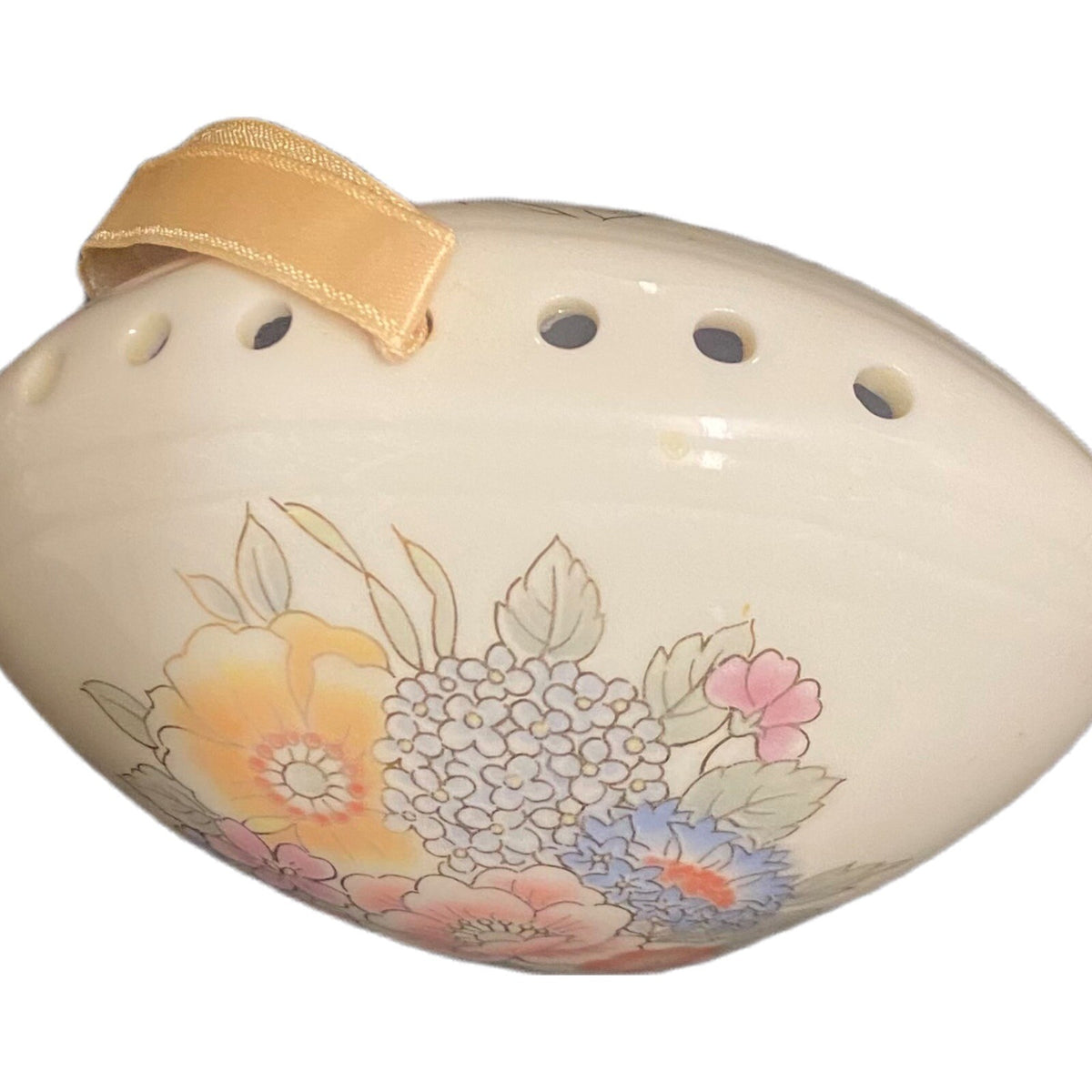 Vintage Ceramic Potpourri Pomander Freshener Floral Fragrance Seashell Shape
