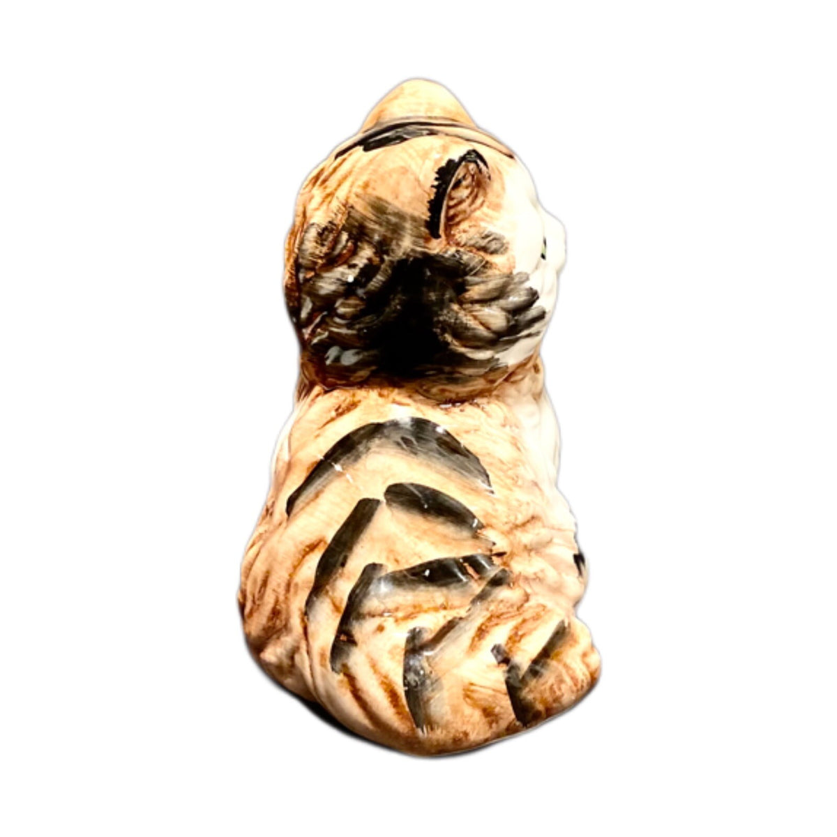 Vintage Ceramic Calico Cat Kitten Kitty Coin Piggy Savings Bank With Stopper