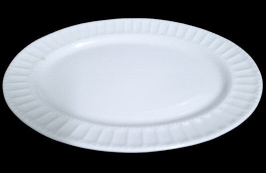 Gibson REGALIA Oval Serving Platter 14 ¾” D White Embossed Dots Ceramic Dish