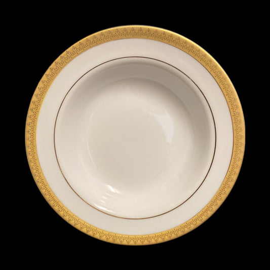 Gabbay QUEEN VICTORIA 1-Rim Soup Bowl Ceramic White Gold Border Trim Dinnerware