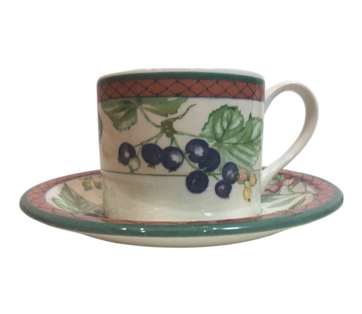 Johnson Brothers Autumn Grove Cup & Saucer Set of 8 Fruit Floral England