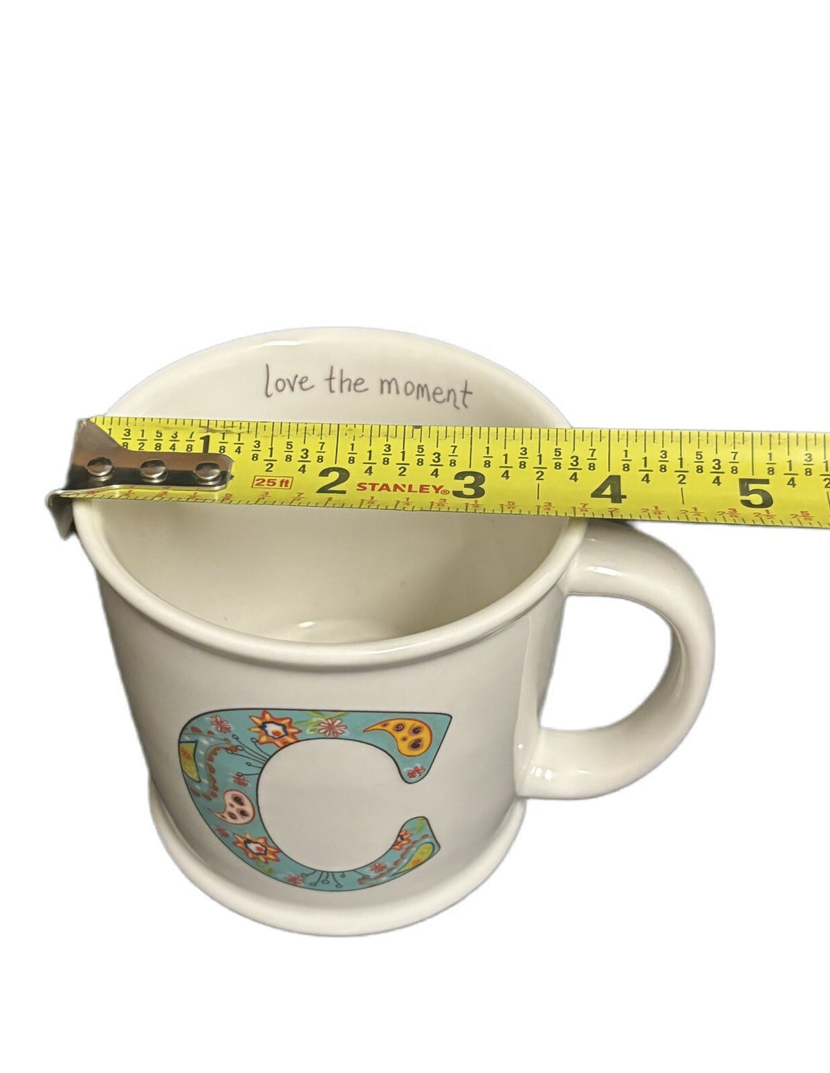 Natural Life Mug Letter C Love The Moment Initial Monogram Floral Coffee Tea Cup