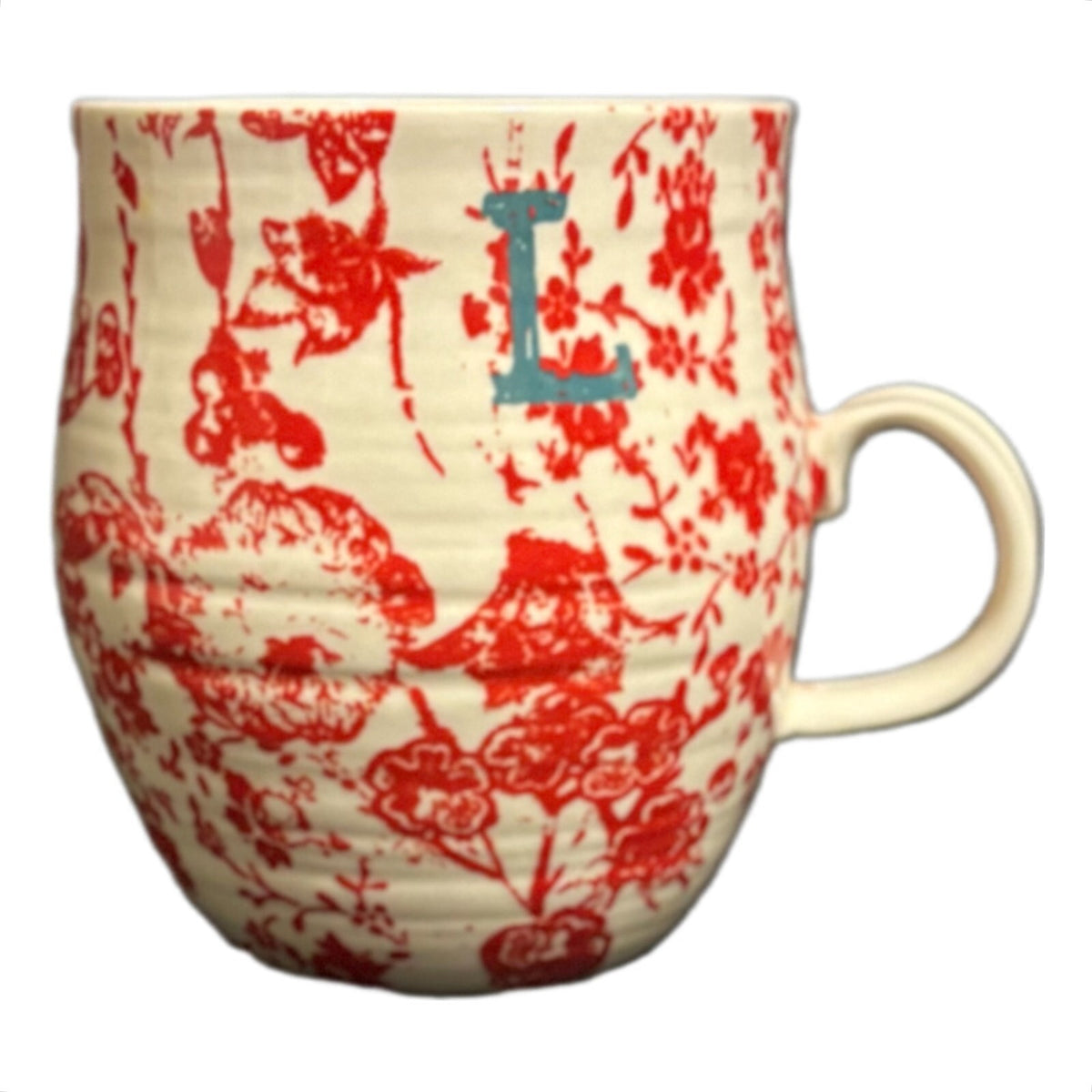 ANTHROPOLOGIE Homegrown Initial Mug Monogram Personalized Name Floral Coffee Cup
