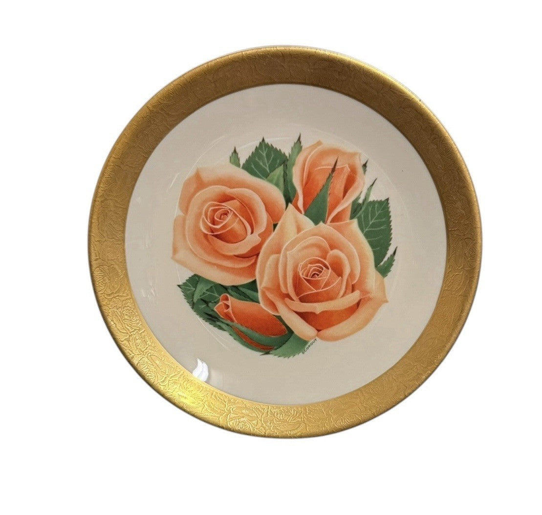 Set of 3 Heritage House Rose Collector Plates 6 5/8” Gold Rim Ltd Ed 7500