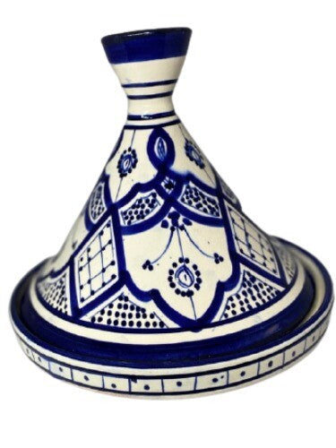 Moroccan Tagine Dome Lid Blue Handcrafted HandPainted Terracotta 9 5/8”D Tajine