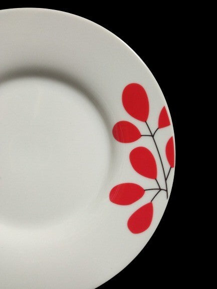 Gibson SCARLET LEAVES 3-Saucers Plate 6 ¼” Floral Ceramic