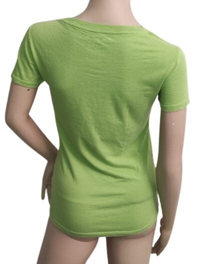 Aeropostale T-Shirt Floral Woman Cotton Top Crew Neck Md. Green Tee