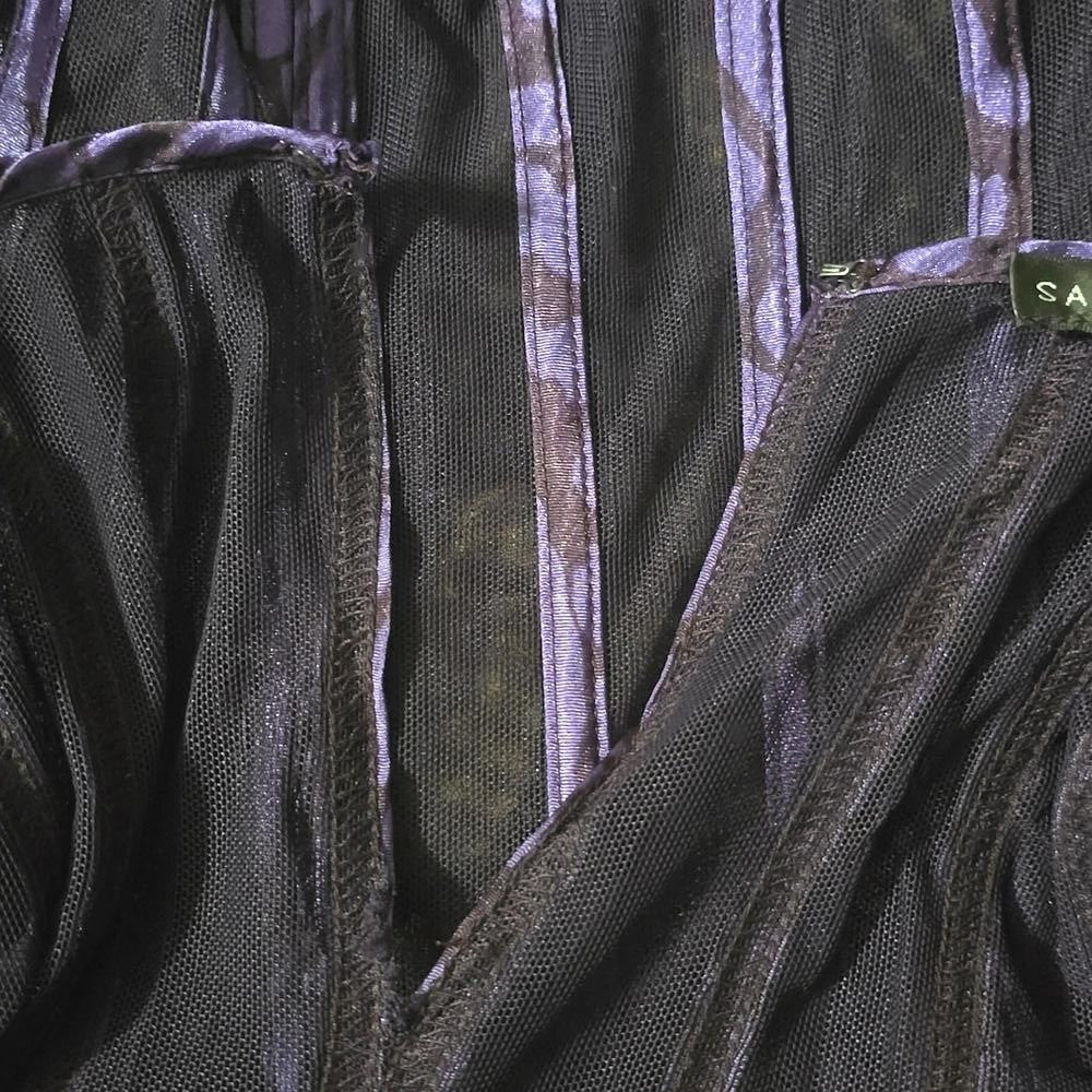 Sandra Darren Vintage Inspired Purple Sheer Maxi Dress  Boho Chic Size 12