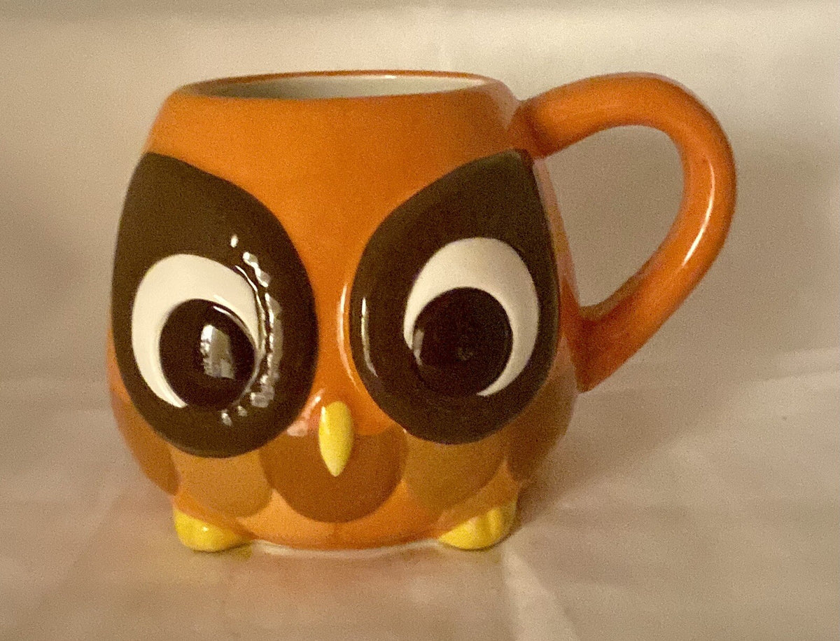 Mesa Home Products Coffee Mug 3D Owl Hand Painted Orange Brown 16 Oz Tea Cup