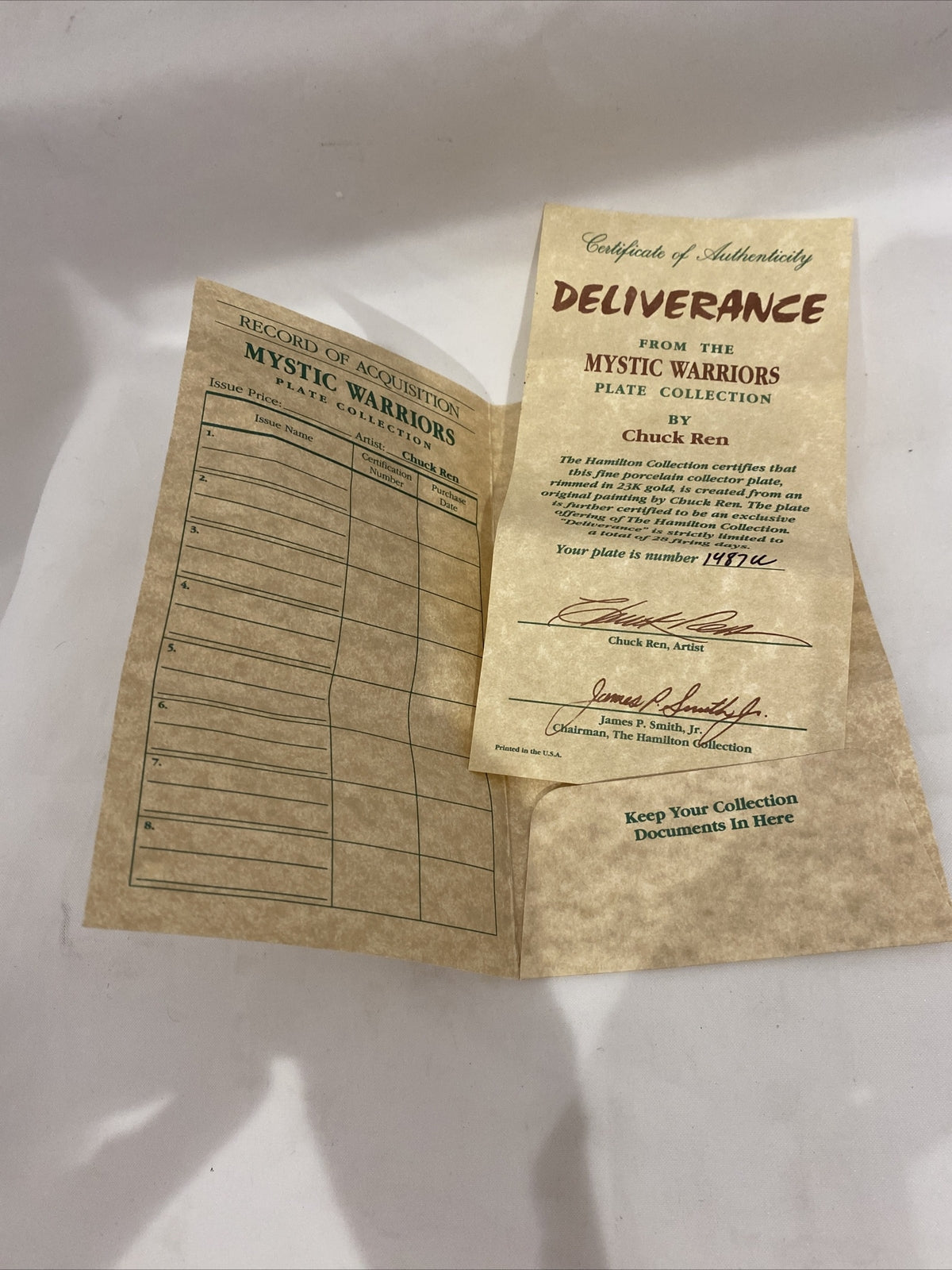 Deliverance Mystic Warriors Chuck Ren Native American Hamilton Collection c1992