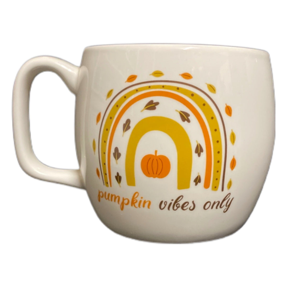 PUMPKIN VIBES ONLY Coffee Mug Rainbow Fall Harvest Ceramic White Cup Unbranded