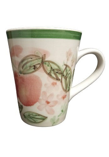 Gibson Designs Peach Duo Set of 3 Mugs 12 oz Coffee Tea Cups Fruit Floral Green