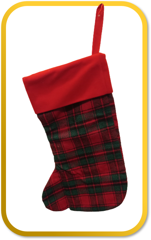 Vintage Avon Santa Mrs Claus Holiday Christmas Stocking Plaid  Red Green