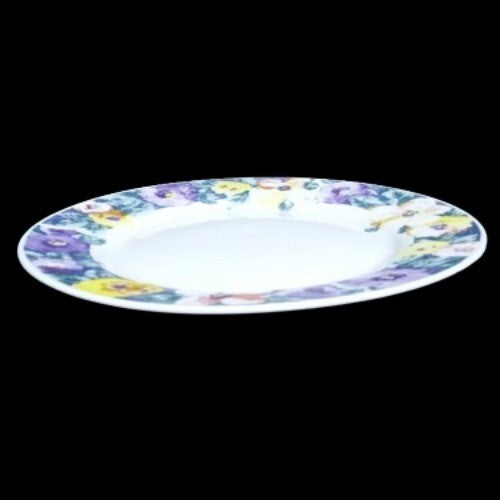 Gibson Designs ROMANCE 3-Dinner Plates 10 ½” D Floral Ceramic White Dish
