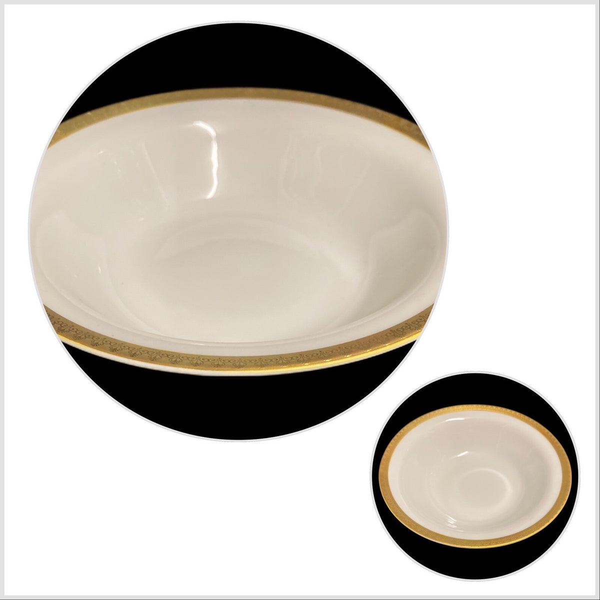 Gabbay QUEEN VICTORIA Vegetable Serving Bowl Ceramic White Gold Border Trim